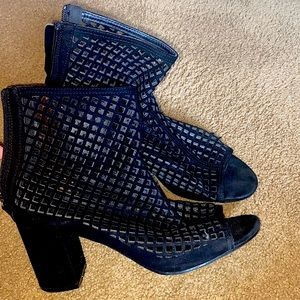 Black open toe booties